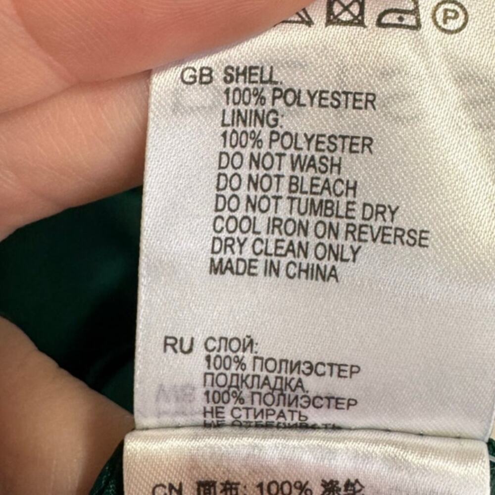 Reiss Lola Satin Ruffle Belted Cocktail Dress Emerald Green Sleeveless Size 10 - Picture 9 of 11